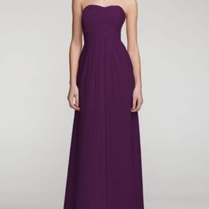 David's Bridal Plum Chiffon Long Strapless F15555